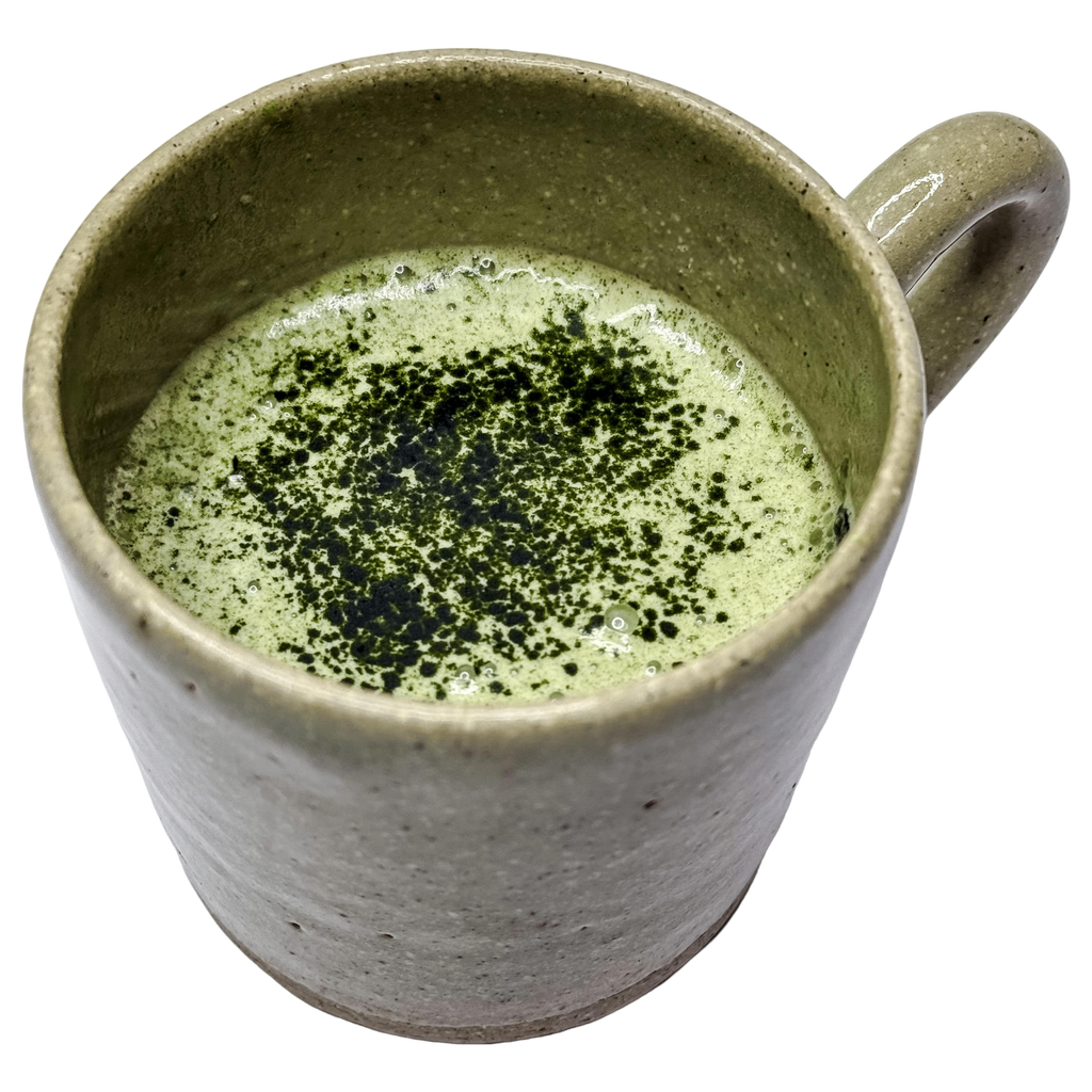 Café-inspired Matcha Latte for dogs served in a ceramic mug, handcrafted by Hill & Hound.