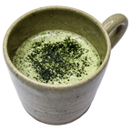 Café-inspired Matcha Latte for dogs served in a ceramic mug, handcrafted by Hill & Hound.