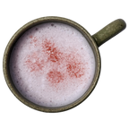 Prepared Sakura Latte for dogs made with goat milk and natural strawberry and pink pitaya.