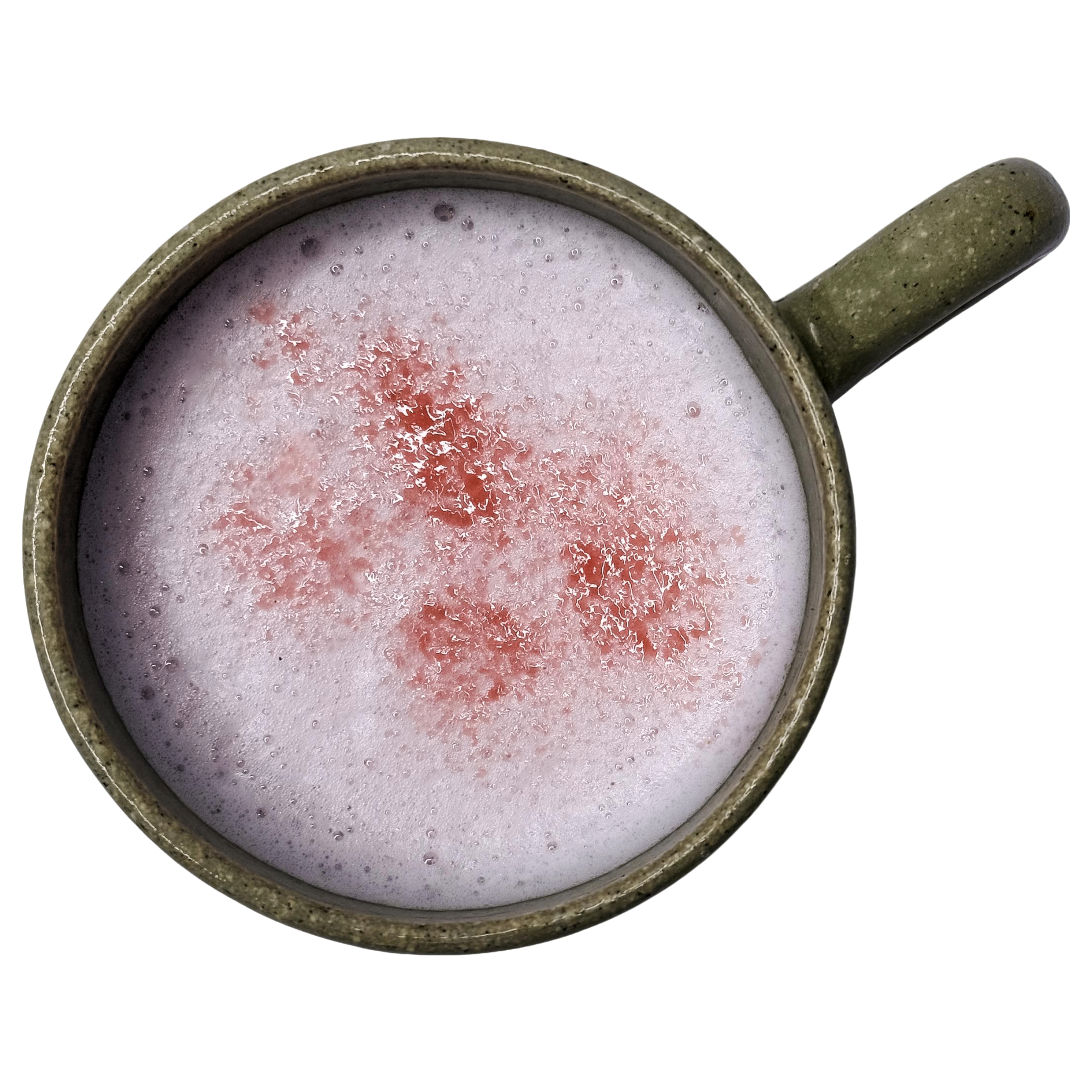 Prepared Sakura Latte for dogs made with goat milk and natural strawberry and pink pitaya.