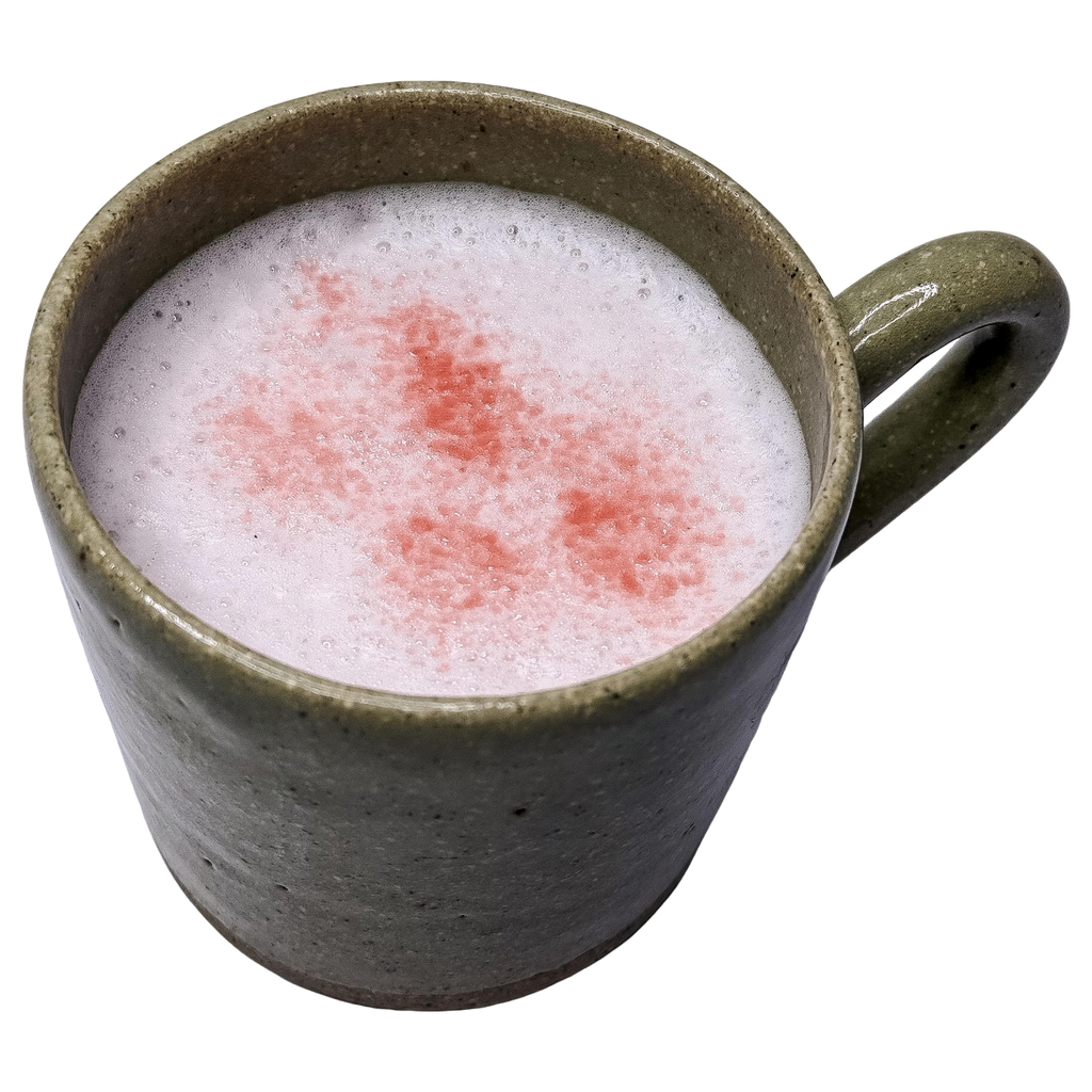 Café-inspired Sakura Latte for dogs served in a ceramic mug, handcrafted by Hill & Hound.