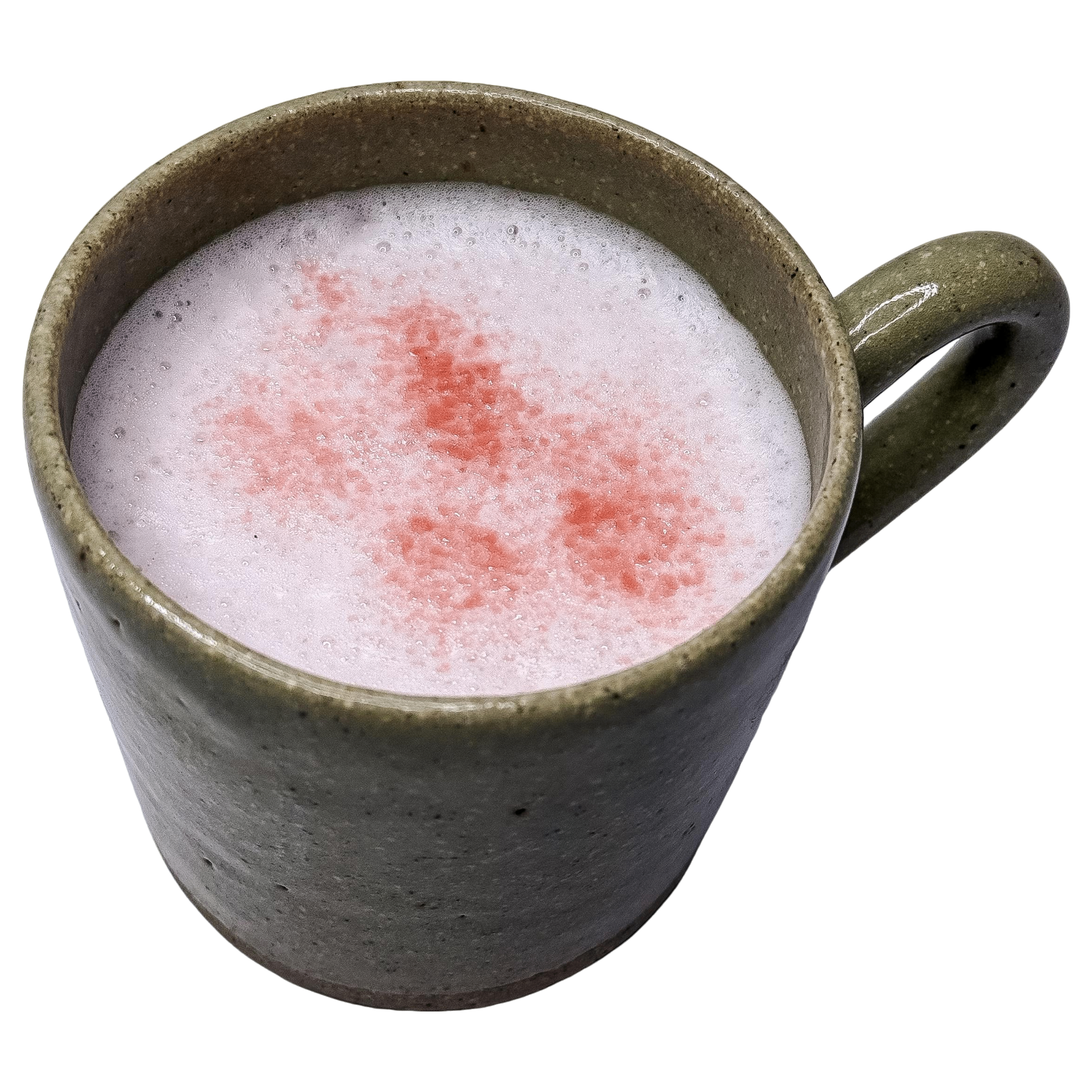 Café-inspired Sakura Latte for dogs served in a ceramic mug, handcrafted by Hill & Hound.